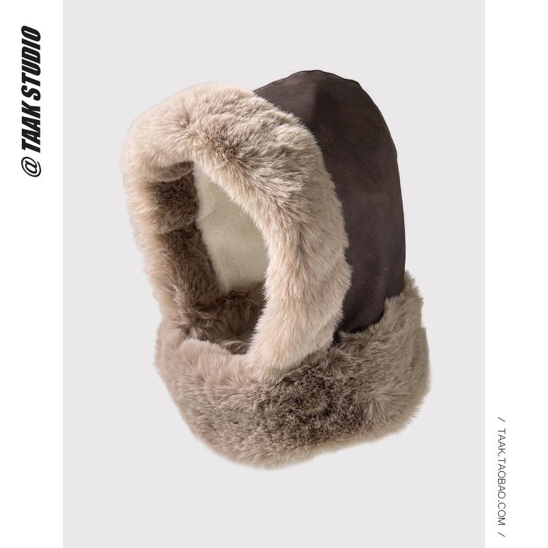 23 New plush warm ear protector, Lei Feng cold-proof hat for children, thickened outdoor cycling and skiing bag head hat for men in winter