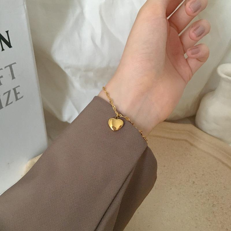 Classic Simple Luxury Gold Color Stainless Steel Heart Pendant Necklace for Women Temperament Chokers Earring Jewelry Set Gift
