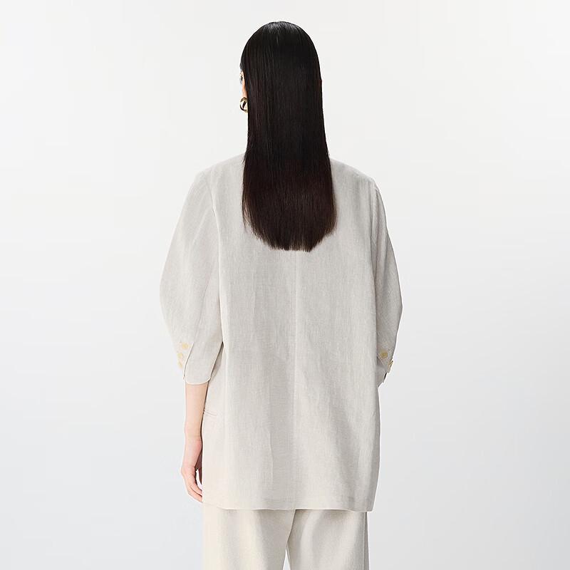 JNBY Women's Eco-Linen Loose Fit Mid-Sleeve Blazer
