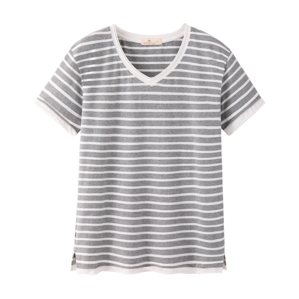 T-shirt a maniche corte a righe stile coreano da indossare sotto girocollo primavera da donna Ins moda donna top ampio taglia grande