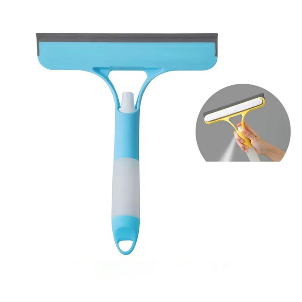 A Tool For Cleaning Glass, Of Double-sided Brushing And Scraping, With A Spray Bottle And Three In One Glass Scraper