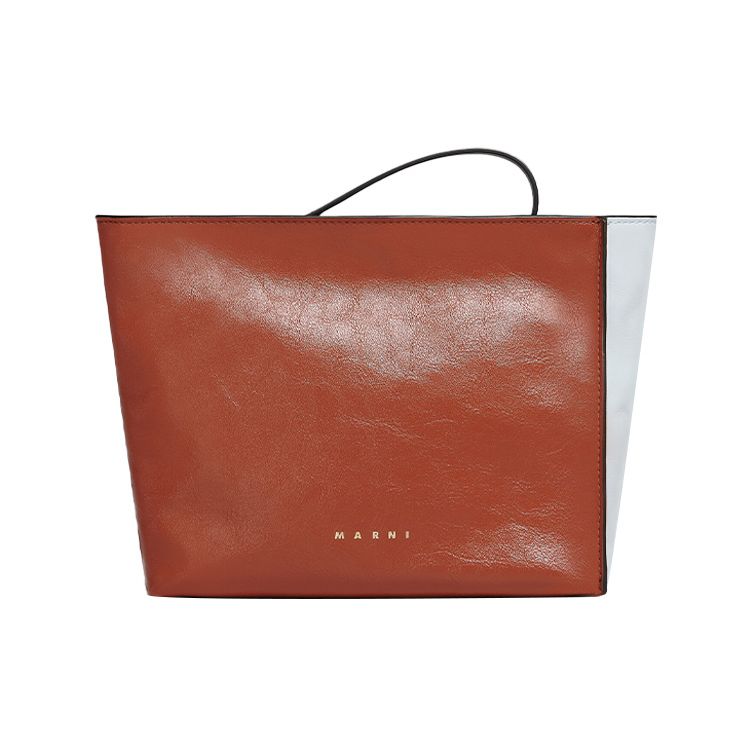 

Marni Gold Letter Logo Print Zip Closure Calfskin Clutch Women Clutch Brown White PHMO0030U0P2644Z2P15 Basic Set (Bag+Dust Bag)