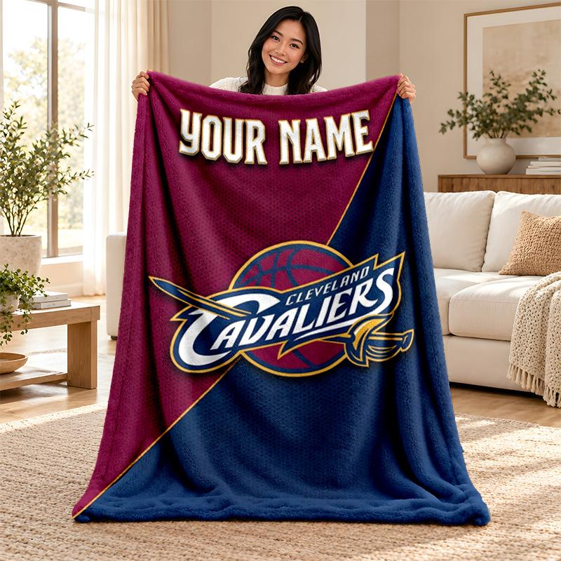 Cleveland Cavaliers Custom Name Fleece Blanket Personalized Soft Cozy Throw Blanket Customized Gift for Birthday Christmas