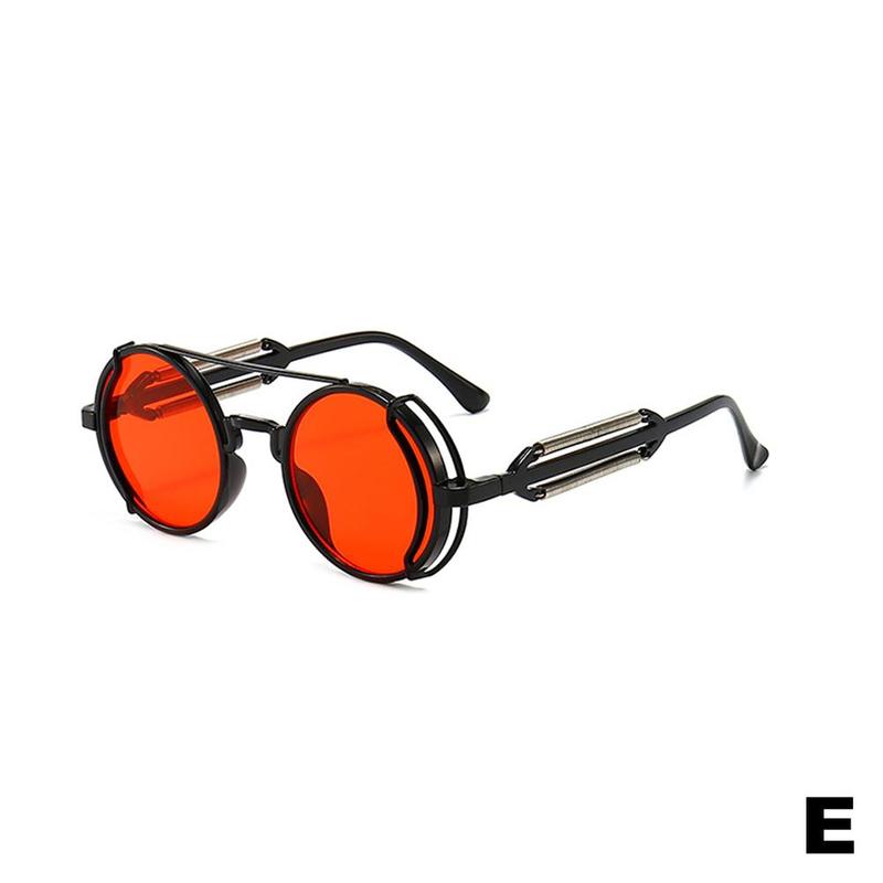 Round Frame Punk Sunglasses Retro Avant-garde Trend European/American And Hollow Men Colorful S B4W8