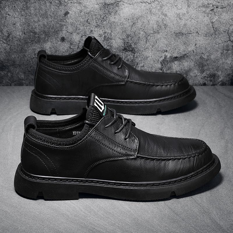 

Модная мужская обувь из натуральной кожи, универсальные деловые туфли для мужчин 2024 года, брендовые высококачественные оксфордские туфли для мужчин, повседневные туфли на шнуровке 44 чёрный