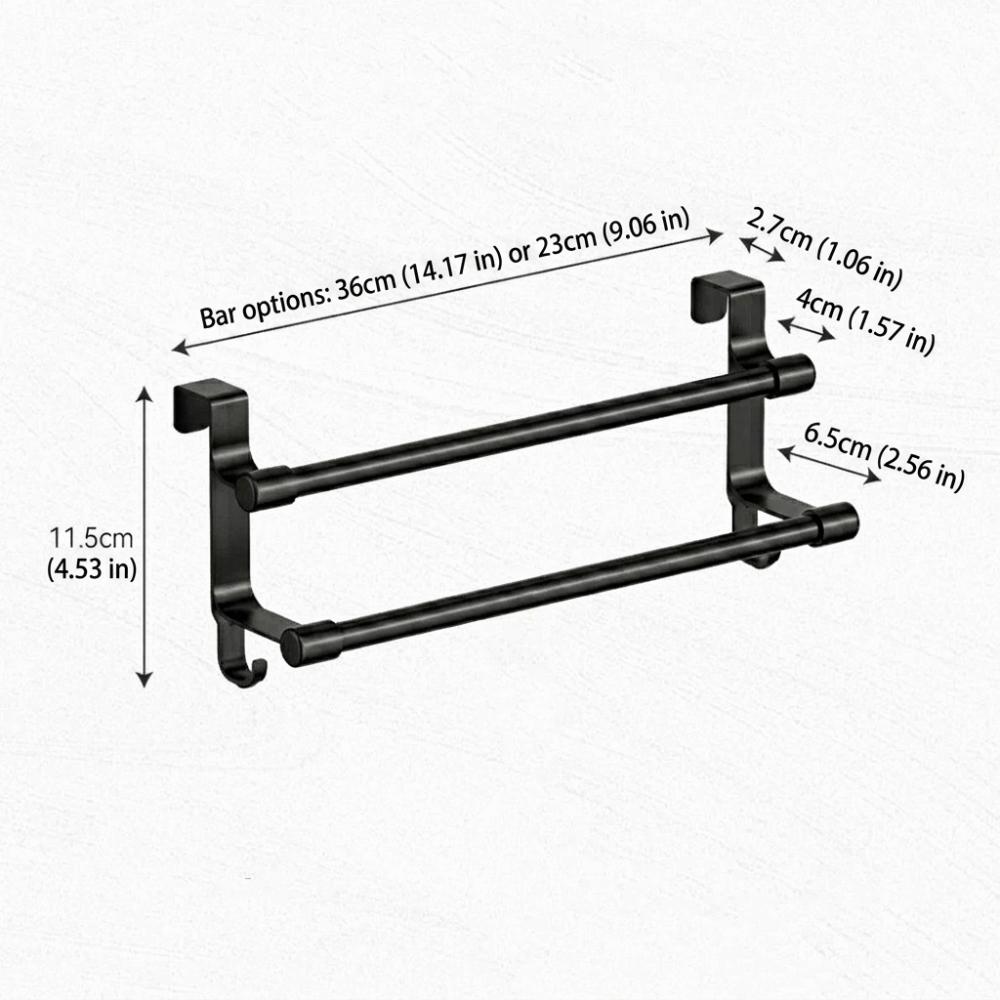 Space-Saving Double Rod Towel Rack Punch-Free Bath Towel Organizer Toilet Storage