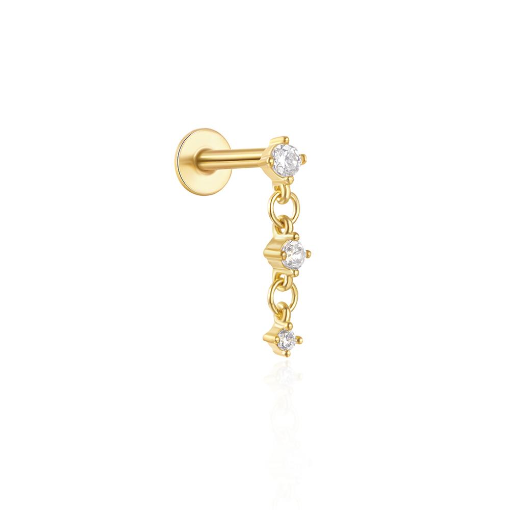 

CANNER 1PC 925 Silver Eight-pointed Star CZ Piercing Earring For Women Tassel Chain Stud Earring Party Fine Jewelry