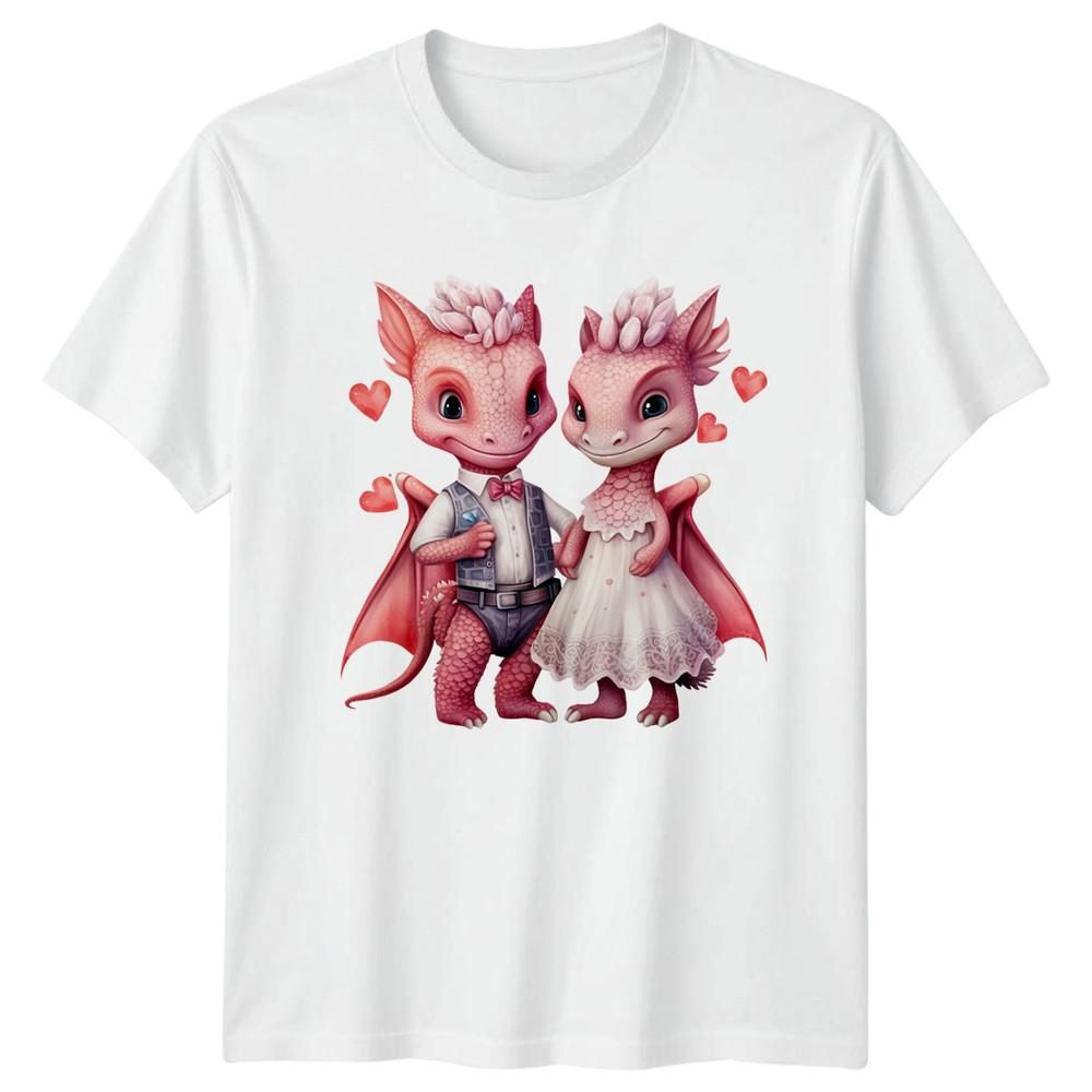Pink Dragon Couple Wedding Valentines Day Unisexs TShirt Unisexs Tee Graphic Top S