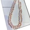 Pale Pink High Luster Freshwater Pearl Necklace, 8-9mm, Vertical Hole, Hand-Strung, Semi-Finished, Two-Sided Luster.