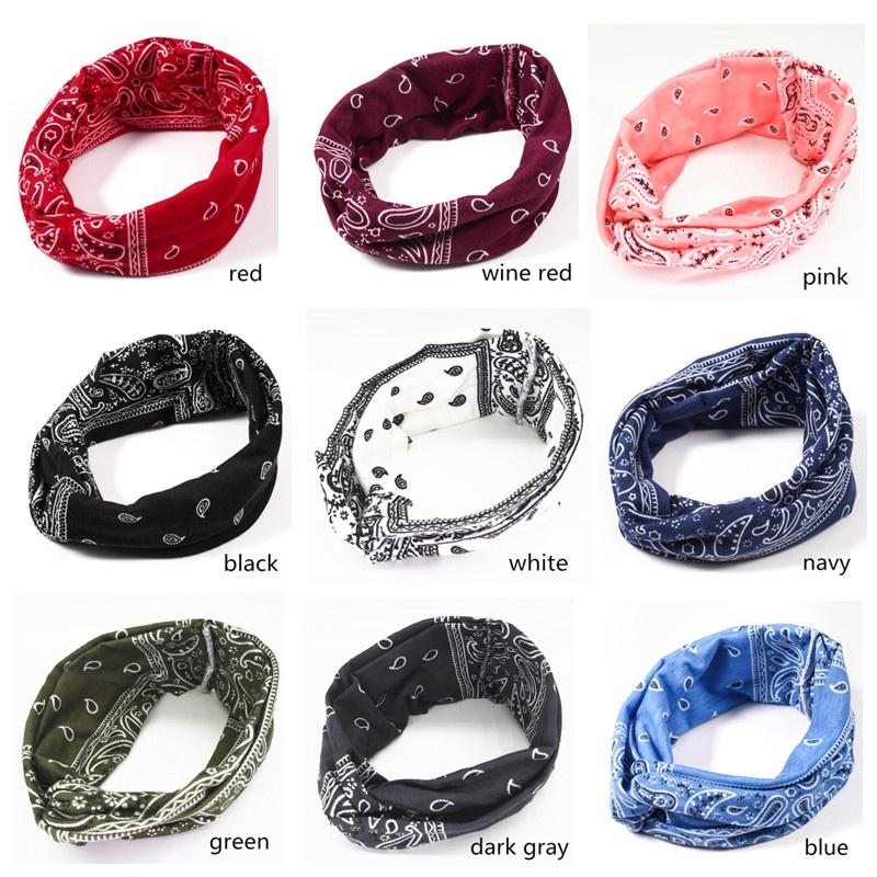 Cashew Flower Print Headbands for Women Girls African Boho Cotton Hairband Stretch Knotted Turban Headwrap Hair Accessories