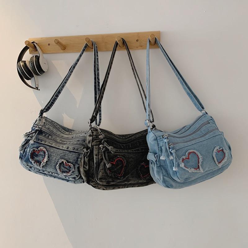 Shoulder Bag Denim Crossbody Bag Women Commuter Handbag