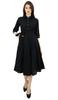 Bimba Women's 3 4 Sleeve Linen Collar Neck Solid Flared Shirt Dress with Side