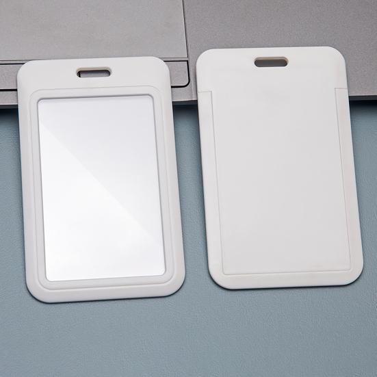 Sliding Badge Holder Vertical Hard Plastic Case Clear Card Protector Pouch for Office School ID Credit