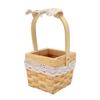 Woven Flower Hand Baskets with Handle Plastic Layer DIY Bow Decoration Weddings Rattan Basket for Office Fruit Store