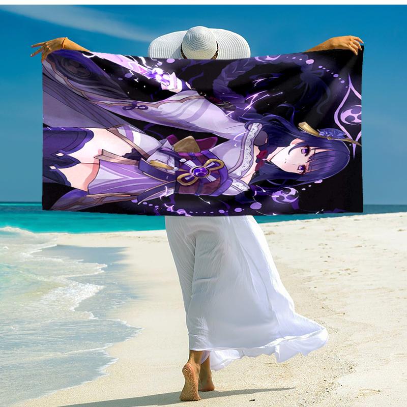 1pc Genshin Impact Beelzebul1 Beach Towel, Comfortable and Thick, and Swimming/Bath/Picnic/Camping Towel, Suitable for Seaside Beaches