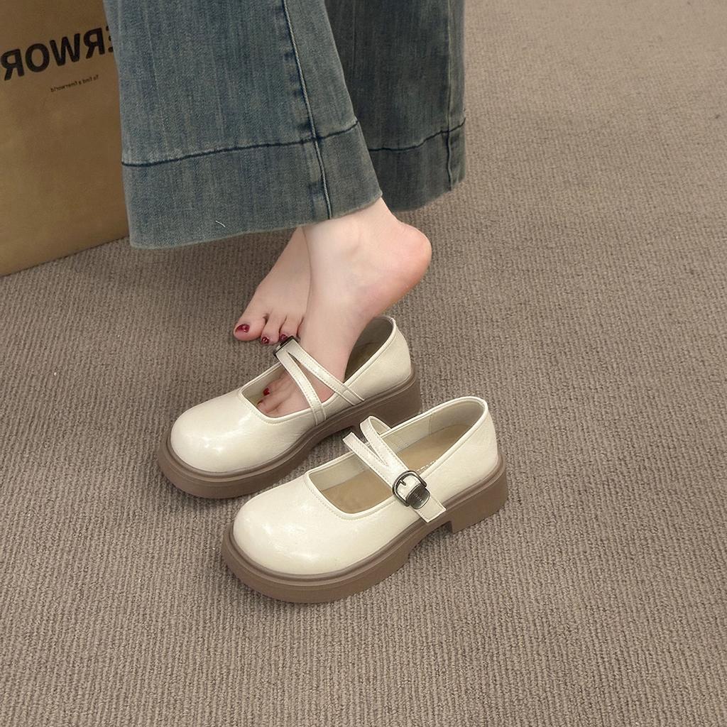 Fashion Mary Jane women's shoes new summer retro round head flat-soled leather shoes with skirts versatile gentle single shoes