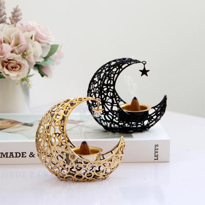 Metal Incense Stove Festival Bright Crescent Black Gold Classic Elegant European Living Room Desktop Incense Stove