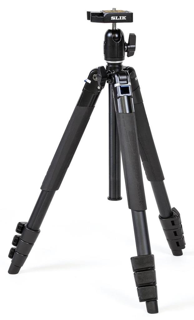 SLIK Airy M100 WQ Tripod with Double Quick Shoe Lever and Reversible Legs Set, Aluminum, 4-Section, Lock, Free-Mount Head, (Product Number 107232)