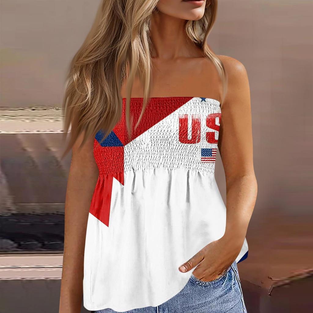 Modisches sexy rückenfreies elastisches Bandeau-Top mit Unabhängigkeitstag-Print für Damen