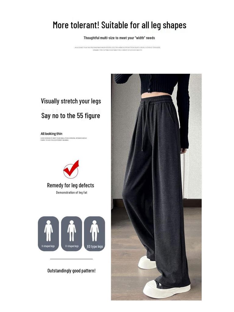 HSTYLE Damen Plüschgefütterte Weitbeinige Freizeithose