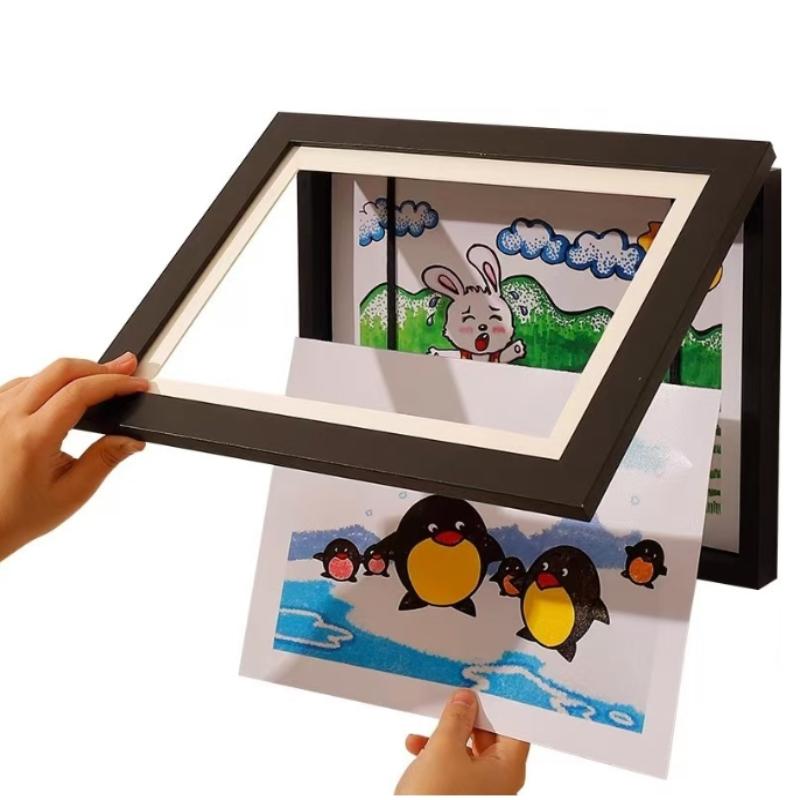 A4 Dětský Rám na Výkresy Magnetický Přední Otevírací Vyměnitelný Dětský Rám Frametory Pro Plakát Fotku Kresbu Malbu Obrázek Displej Domácí Dekorace