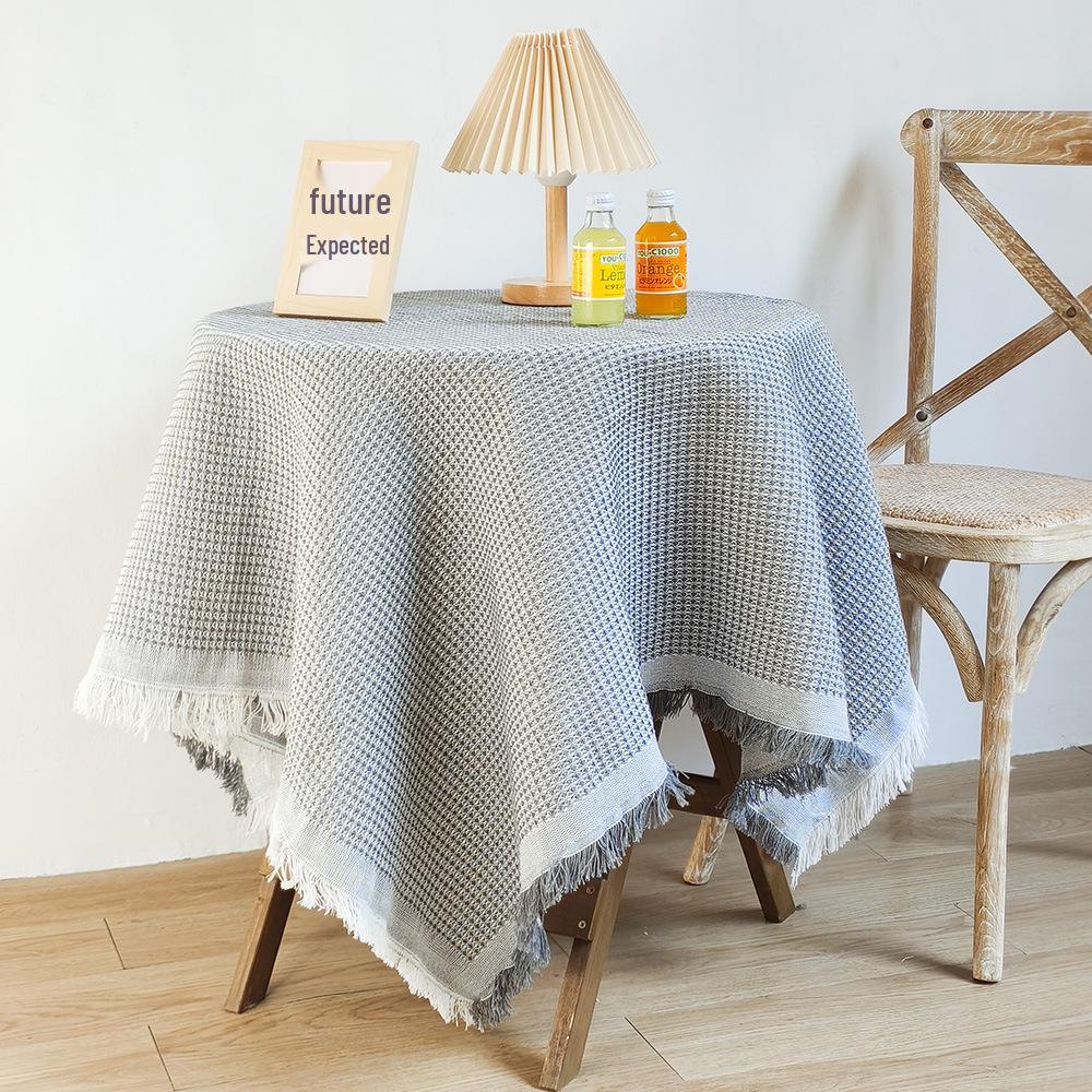 Boho Cotton Linen Tassel Tablecloth for Round Coffee & Dining Tables