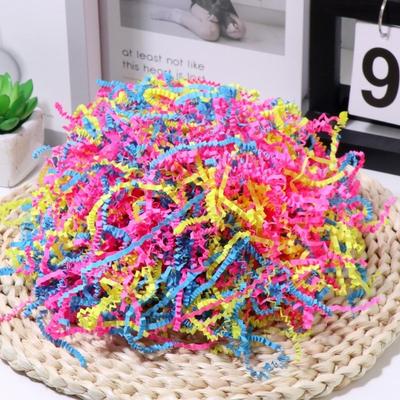 100g/Sac Ondulé Déchiqueté Coloré Papier Raffia Déchiqueté Confettis Bricolage Mariage Fête Remplissage Emballage Papier Déchiqueté Froissé