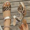 Fashion Women's Leopard Print Chunky Heel Sandals Summer Fashion Platform Roman Sandals Woman Lightweight High Heel Sandalias Mujer 2025
