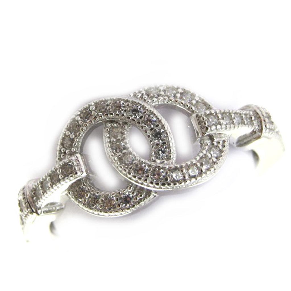Silver Ring 'Infini' Silvery White (rhodium) - 18x8 Mm
