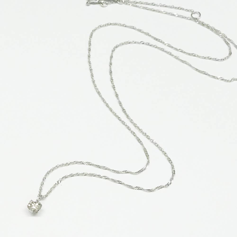 and My Jewelry Platinum Diamond Pendant Necklace Carat Single Stone Design [Your Box] - 0.15 [April Birthstone] [Gift Wrapped]