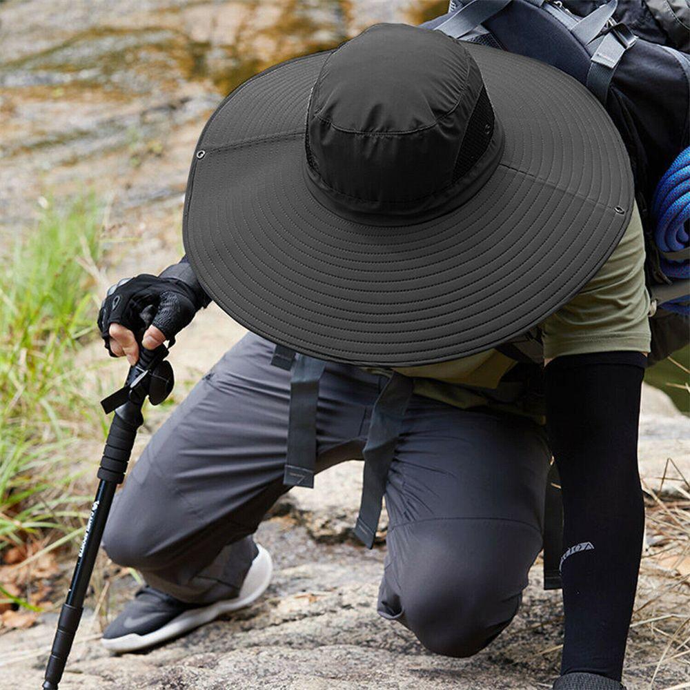 Hiking Men Women Breathable Boonie Bucket Cap Wide Visor Brim Hat Summer Fishing Sun Fisherman Hat