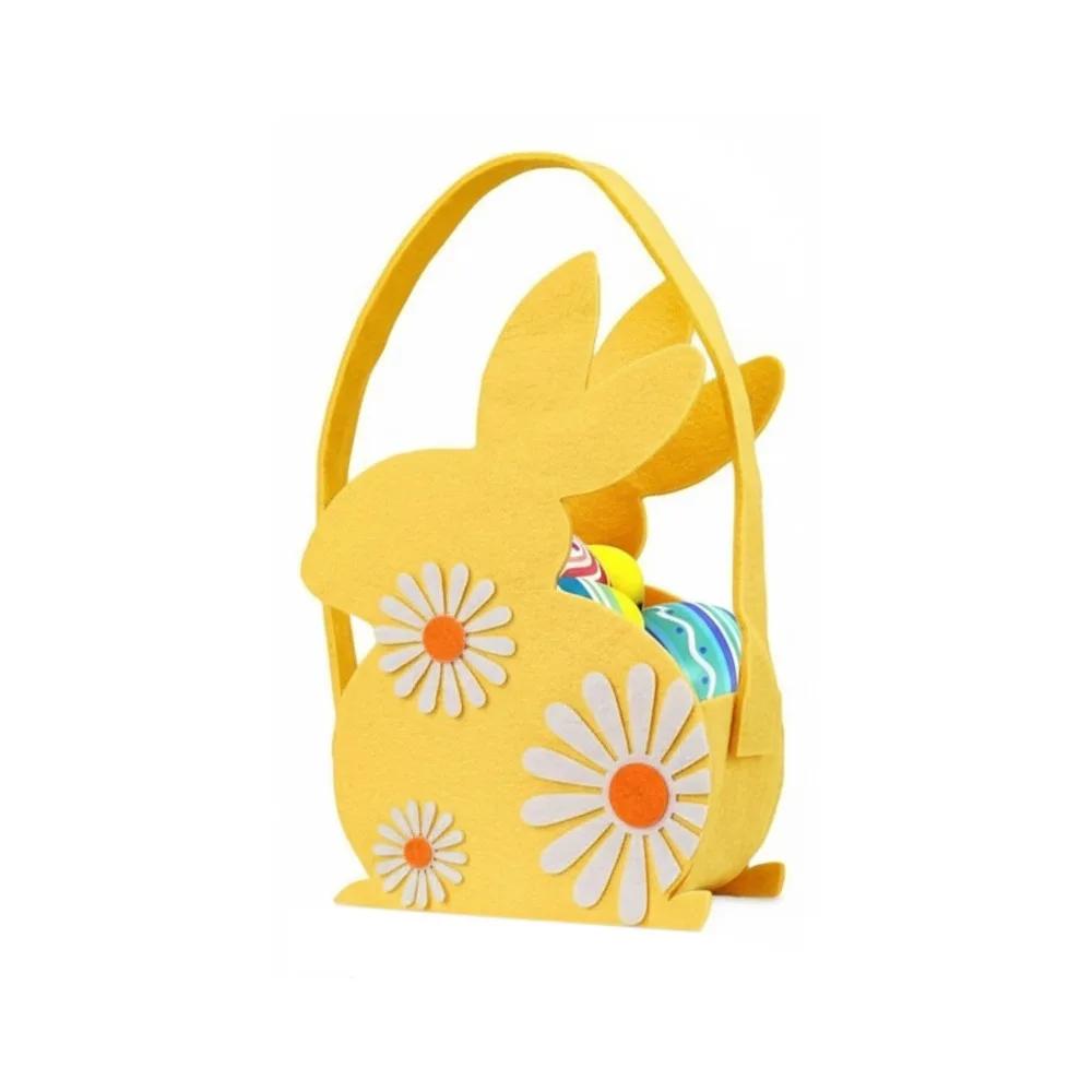 Practical Colorful Easter Felt Basket Cartoon Cute Chicken Tote Bag with Handle Candy Gift Bag Children Gifts
