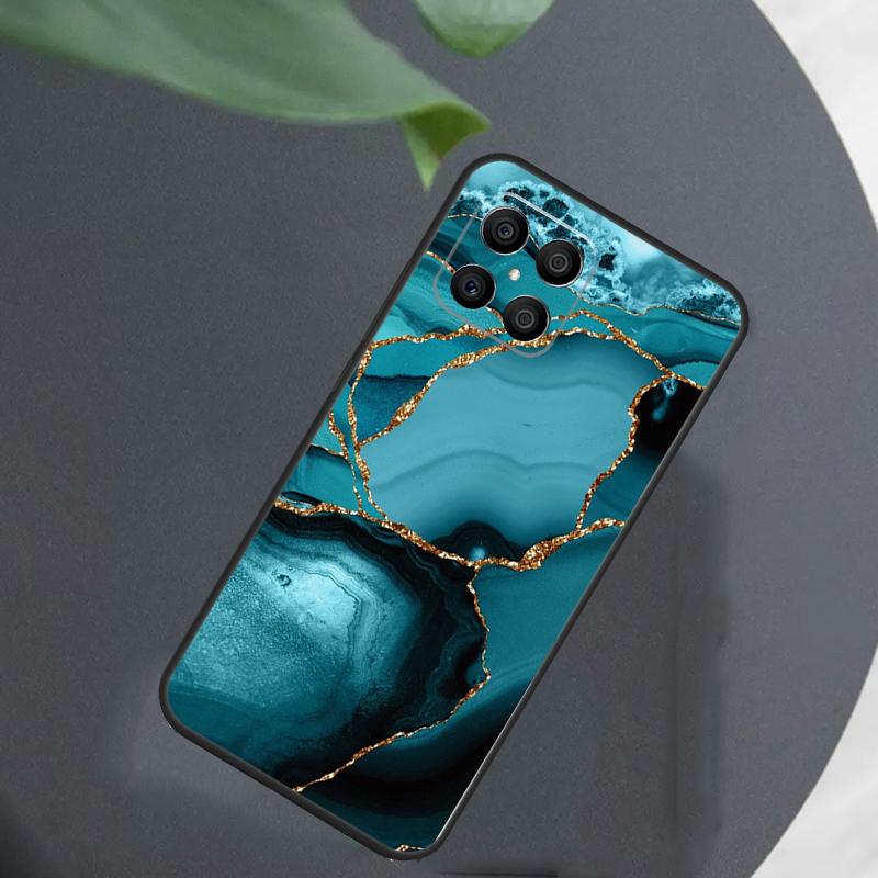 Teal Blue Gold Agate Marble For Honor Magic 7 Lite 6 8 Case For Honor 200 400 Pro 90 70 50 X8c X8b X9a X9b X9c X9d Win RT