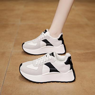 New Versatile Casual Shoes Autumn and Winter Platform Women's Shoes Board Shoes Heightening Casual Leather Sports Shoes Student