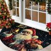 1Pcs Santa Semi Circle Welcome Doormat Non-Slip for Outdoor Patio Porch Kitchen Bathroom Entryway Floor Mat
