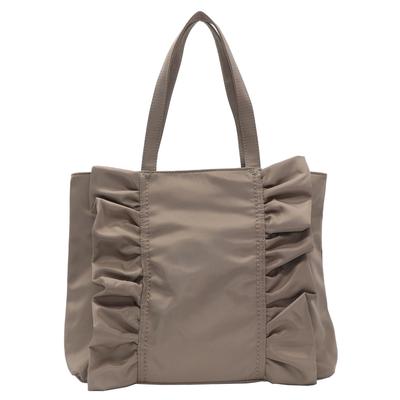 Guccio Italien Nylon Rüschen Tragetasche A4 PC Stilvolle Wasserabweisende Tasche, Größe, Kompatibel, Damenmode, 12-1159 (GREIGE)