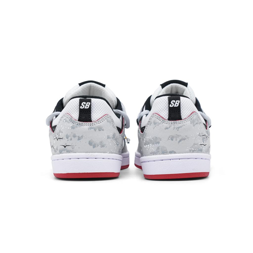Nike SB Alleyoop Dreamlike Mist Rain Suede Slip Resistant Low Top Skateboard Shoes Men's Gray Red CJ0882-102(Team1068-)