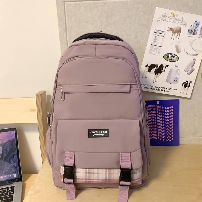 Student Backpack Couple Backpack Campus Plaid School Bag