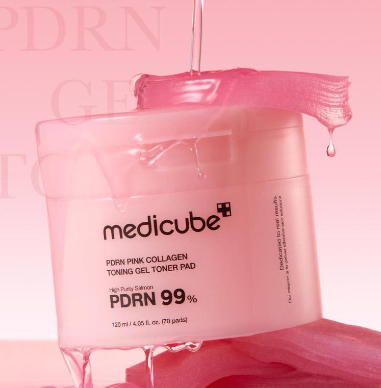 MEDICUBE PDRN Pink Collagen Gel Toner Pads 70 Sheets - Hydrating & Firming K-Beauty