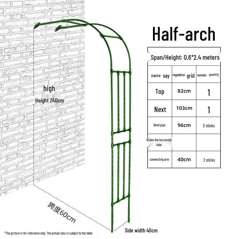 Half Arch Rose Trellis: Curved Iron Flower Stand for Garden or Balcony
