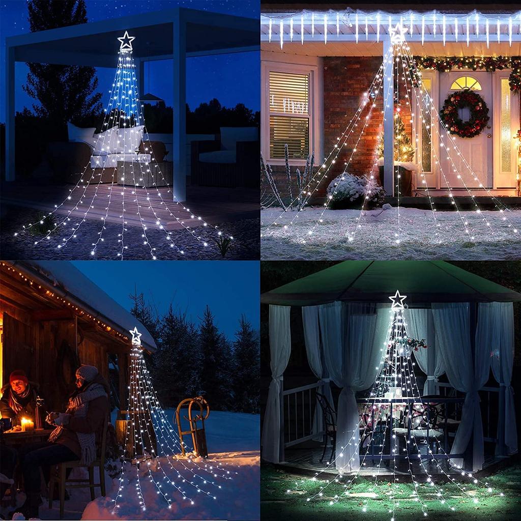 MoSpace Christmas Illumination 9 350 8 Solar Drape Star Tree Strip Light with Remote Timer Automatic Suitable for New and Garden Use Lights, LEDs,