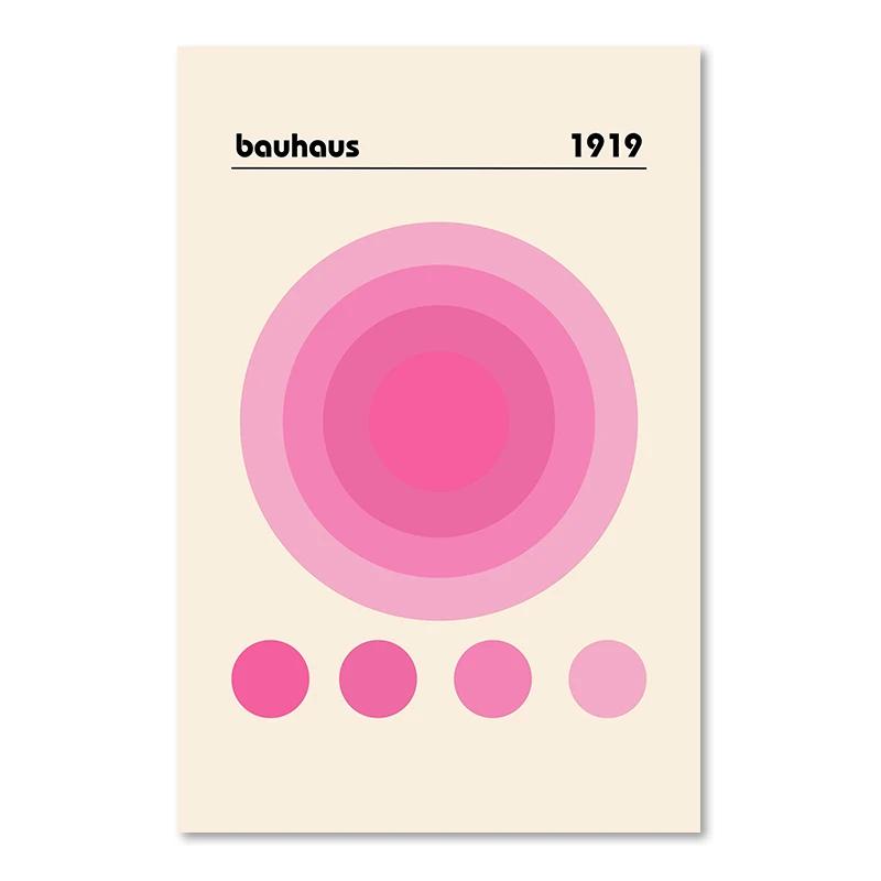 

Bright Rose Pink Nordic Bauhaus Wall Art Picasso Abstract Print Canvas Boho Modern Gallery Living Room Art Print Poster 21cm×30cm NoFrame