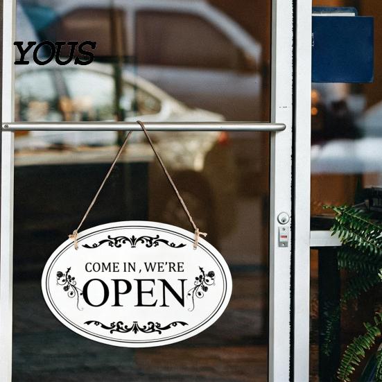 Indoor Store Front Display Wooden Open Closed Sign, Double-Sided Hanging Door Sign with Vintage Clear Font Business Notice Frame, Waterproof
