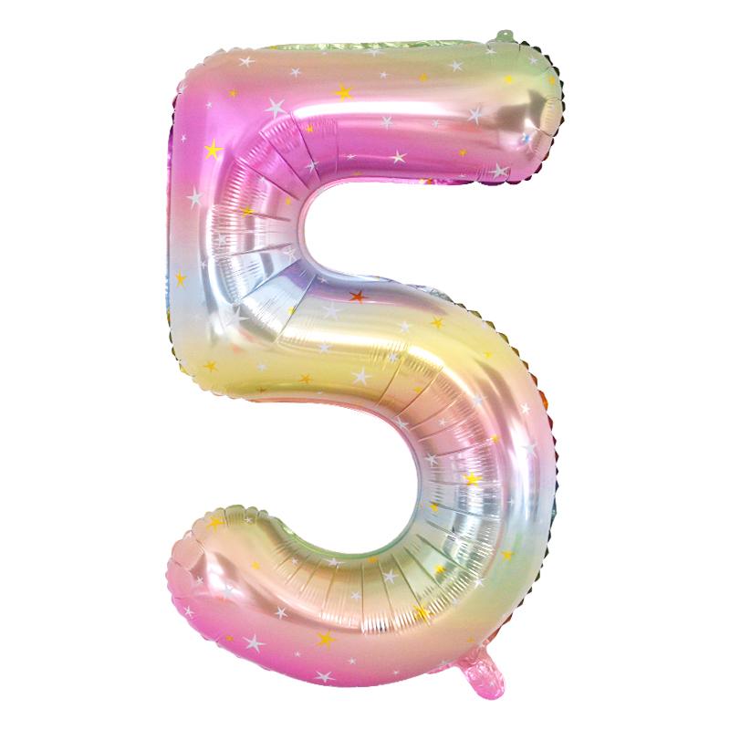 40 Zoll Regenbogenfarben Zahlen Folienballon 0-9 Ziffer Einhorn Thema Geburtstagsfeier Ballon Kinder 1. Globos Babyparty Dekoration