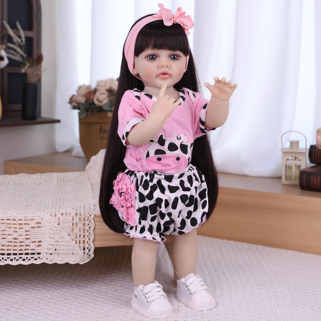 55cm Realistic Reborn Girl Doll Full Silicone Vinyl Cute Newborn Babies Dolls Kids Christmas Halloween Decoration Gifts