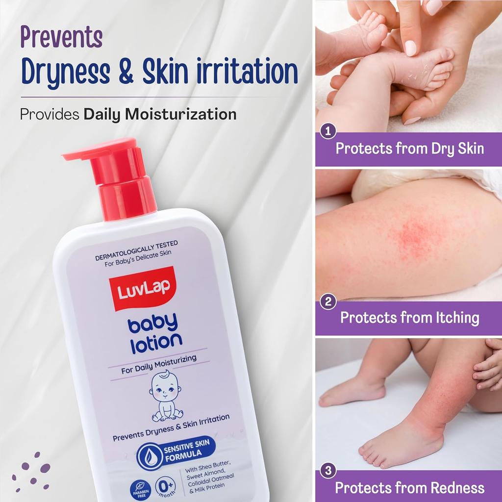 LuvLap Baby Lotion With Milk Protein 700ml Gentle Daily Moisturizer For Sensitive Skin Shea Butter Almond Oil Vitamin E