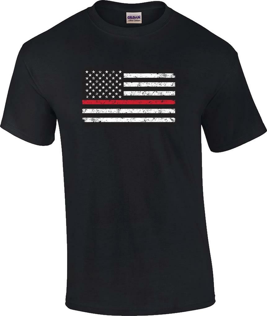 Thin Red Line T-Shirt Flag First Responder Fire Department Firefighter T-shirt XXXXL