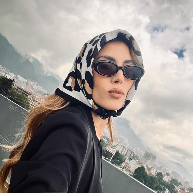 Head Scarf Women Luxury Brand Square Silk Foulard Satin Bandana Summer Soft Neckerchief Hijab Hair Scarves For Ladies