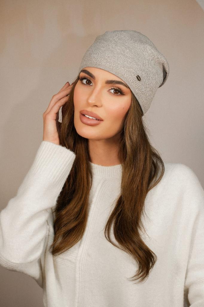 Winter Hat Made of Viscose, Non-Allergic Color Dark Beige Kamea-Narcissus
