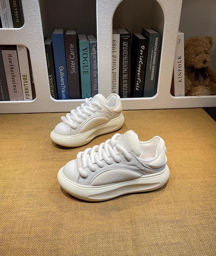 

Платформа в тон, белые туфли, женские, весна 2025, новая популярная универсальная обувь на маффине, увеличивающая рост, повседневная обувь, обувь-хлеб, кеды 40 белый